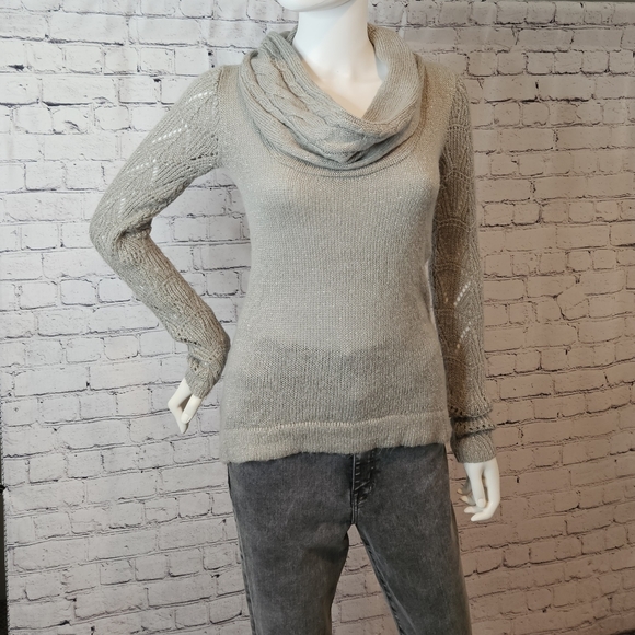 Silver shimmer cowl neck sweater size small - Picture 1 of 5